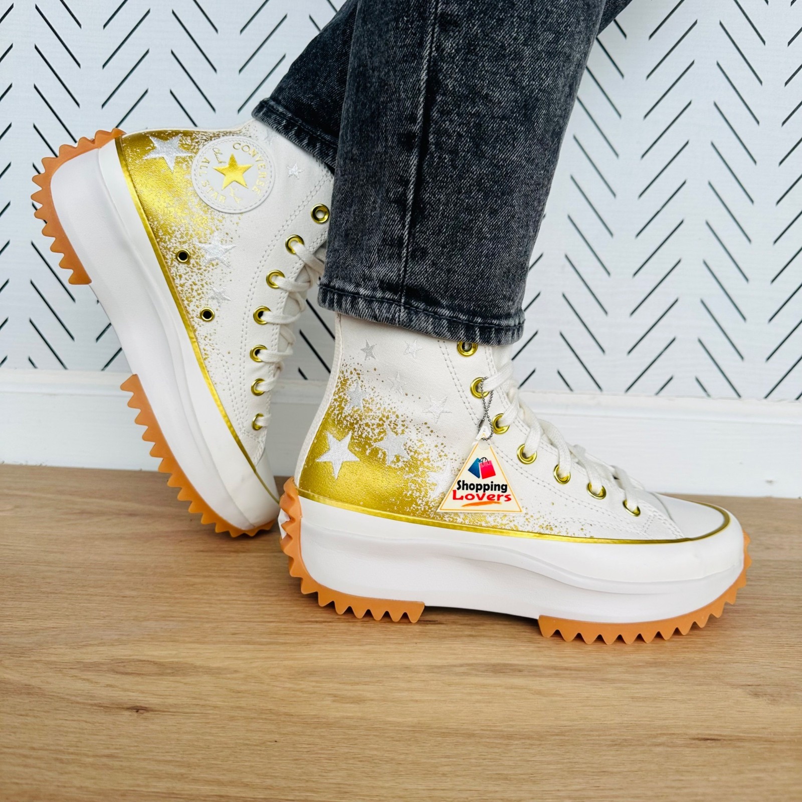 ❤️Converse Run Star Hike Hi Women Shoes Sz 7.5 Embroidered Stars Sneaker A12900C