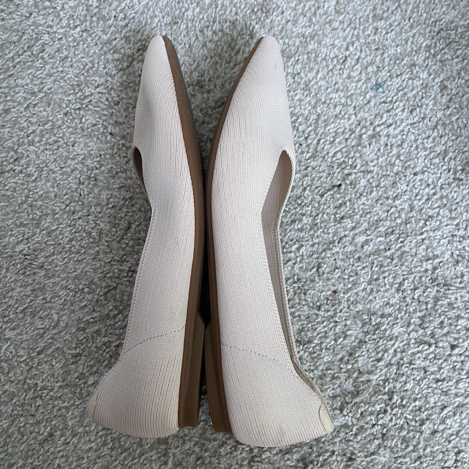 Quince Knit Pointed Toe Ballet Flats Womens 8 Tan Slip On Shoes Preppy