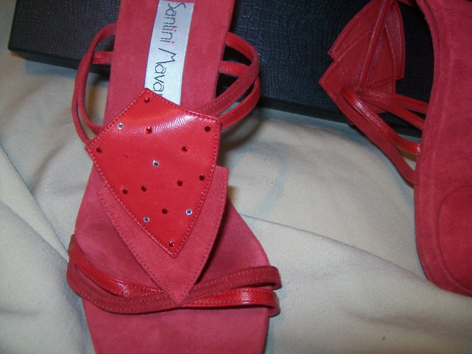 NIB Santini Mavardi Miami red suede pumps sandals Shoes 36 6 4 heels medium b m