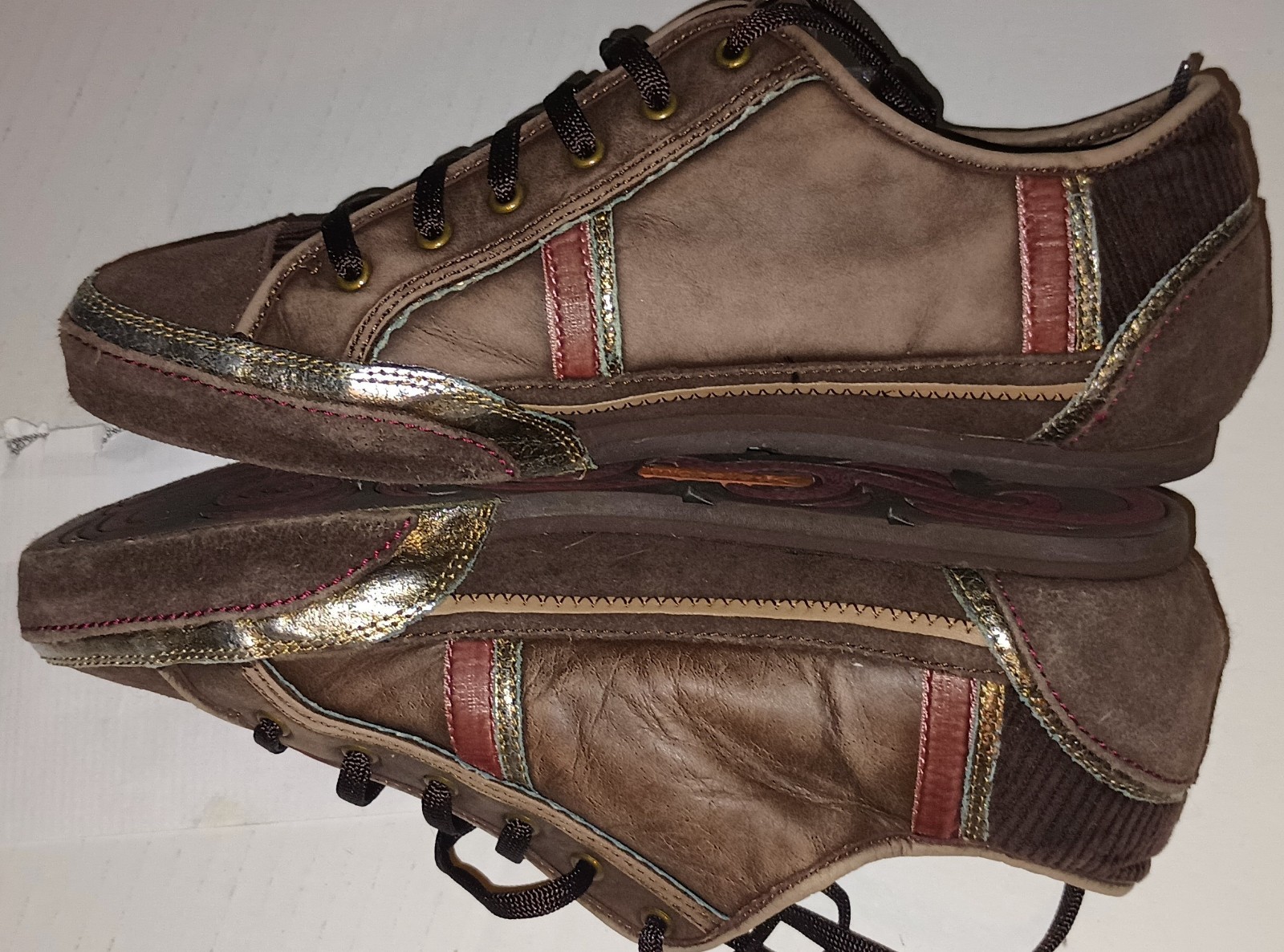 Michelle K Womens Sport Brown Lace Up Athletic Shoes Size 7.5 Leather Comfort