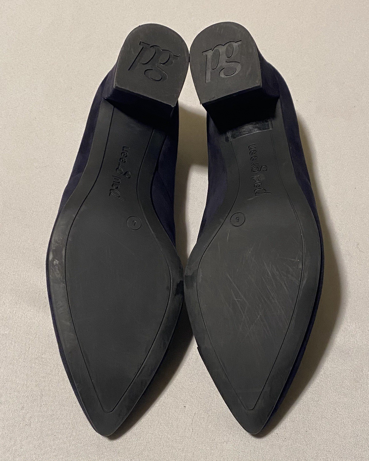 Paul Green Suede Navy Pointed Pumps BlockHeel Women Shoes UK6/US8.5 Made Austria