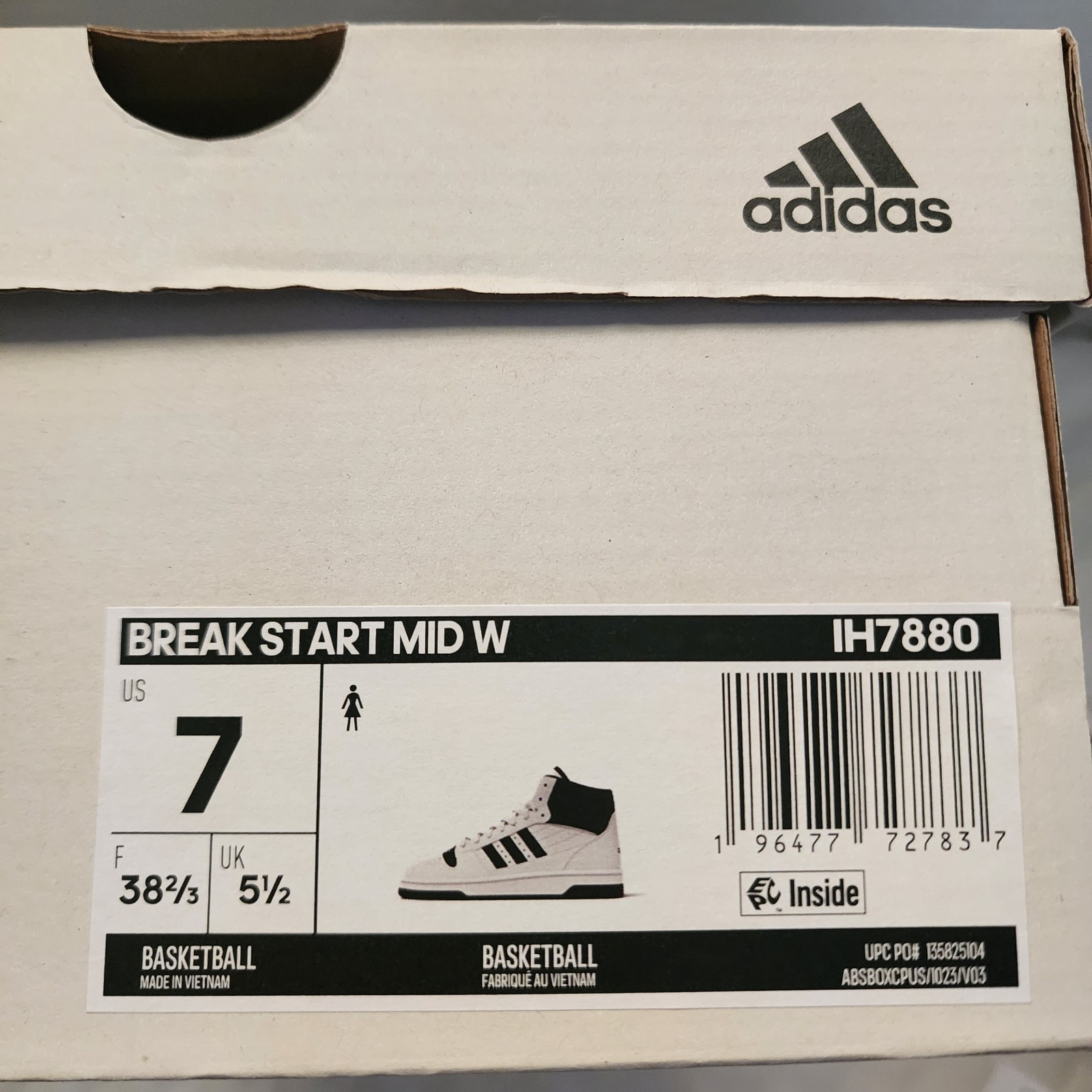 Adidas Break Start Mid Women’s Basketball Shoe White Sneaker 7