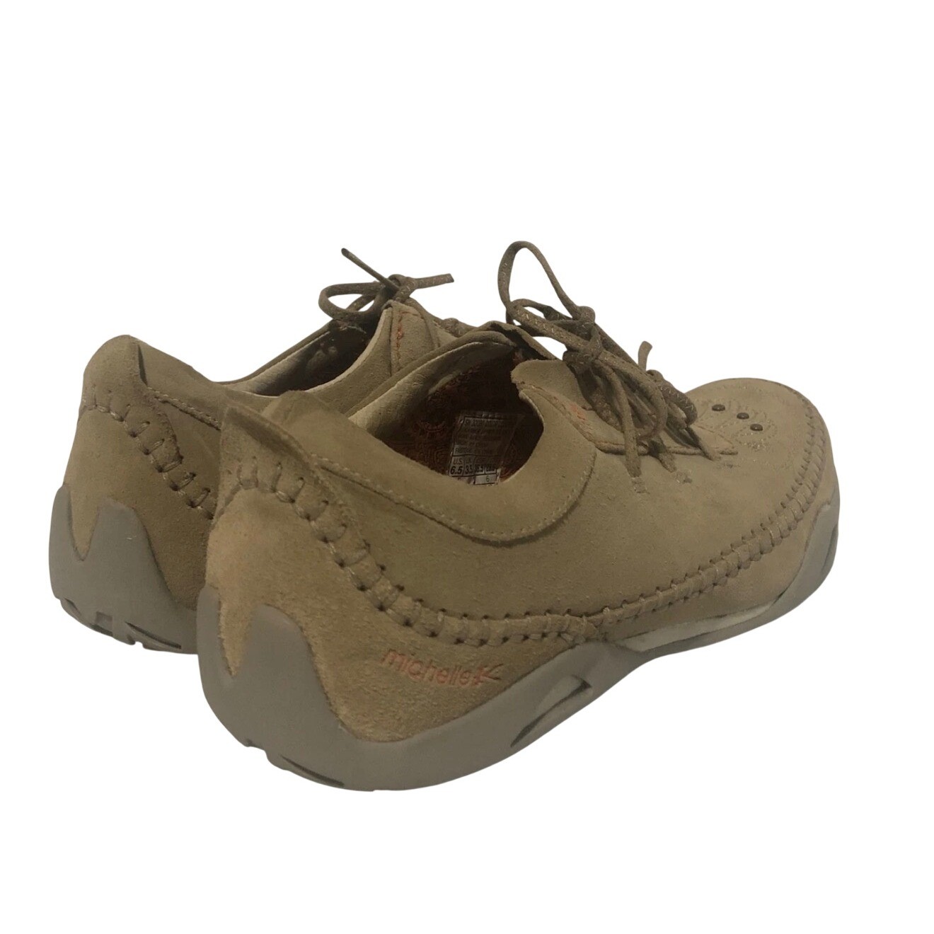 Flawed Gem! Michelle K by Skechers Brown Suede Moccasin Whipstitch Shoe Sz 7.5