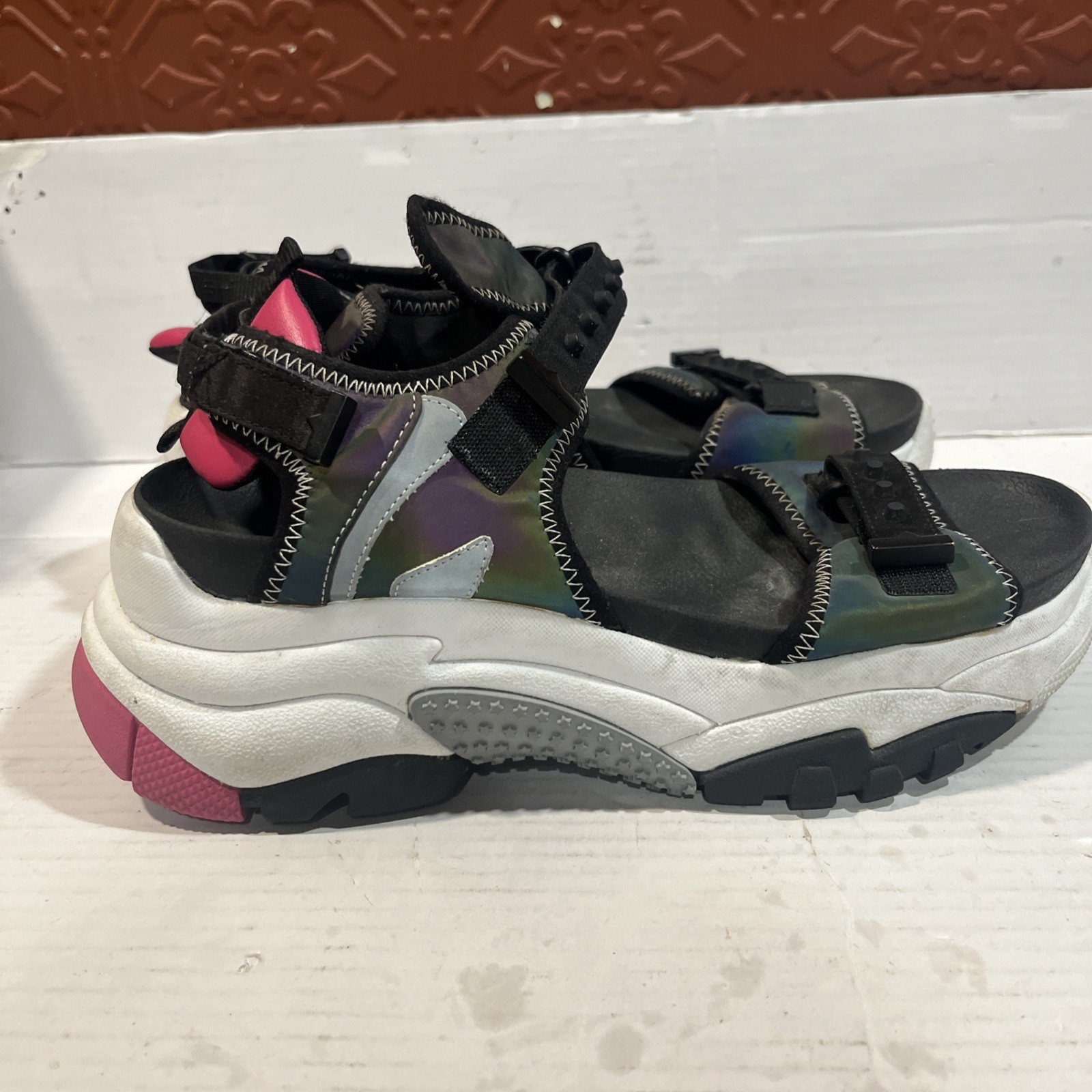 Ash Adapt Sandal Black Rainbow Platform Thick Soles Woman US Size 9 UK 40