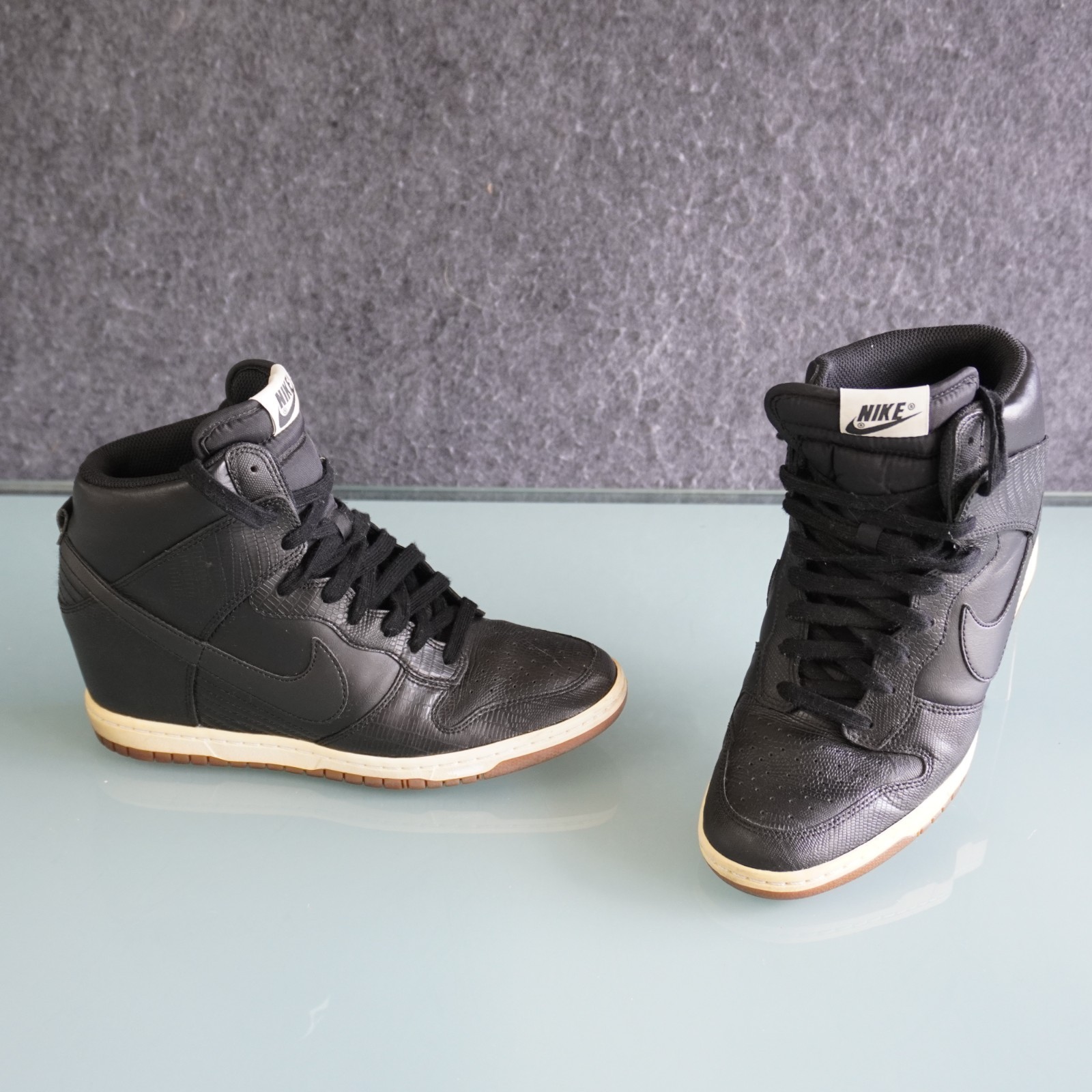 Nike Dunk Sky Hi Black Snakeskin Hidden Wedge Shoes Womens Size 10 528899-012 Y2