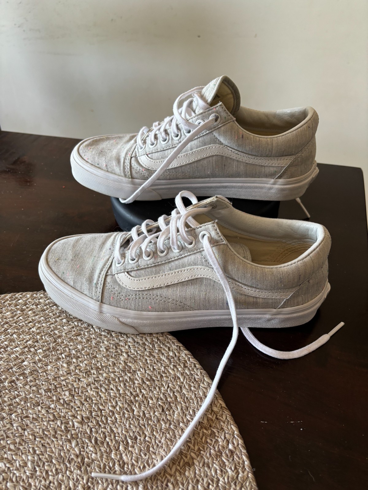 Vans Old Skool Speckle Jersey Womens Size 8.0 Gray White Athletic Shoes Sneakers