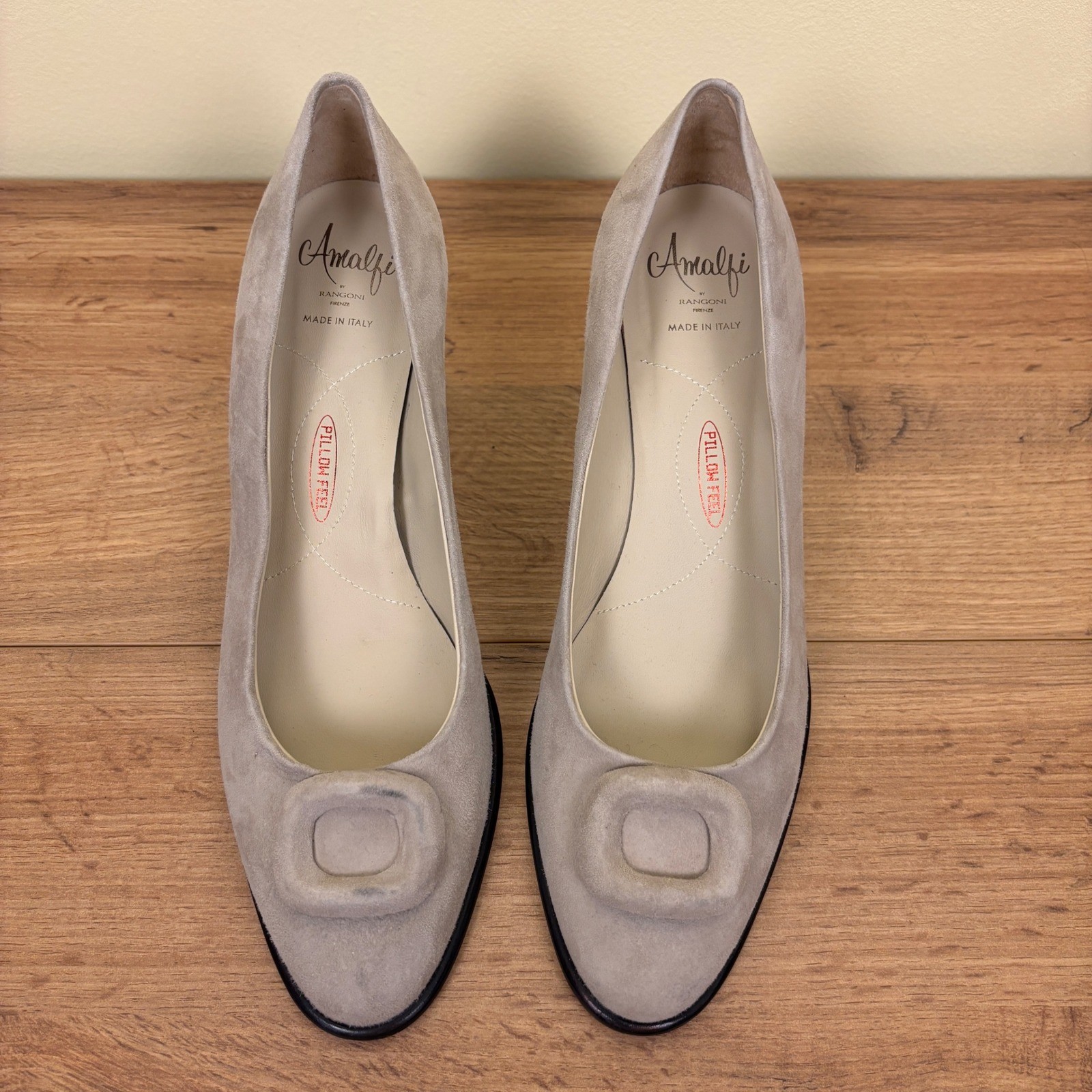 AMALFI Lavinia Block Heel Pump In Nocciola Cashmere Gray Women Size 8.5 Cocktail