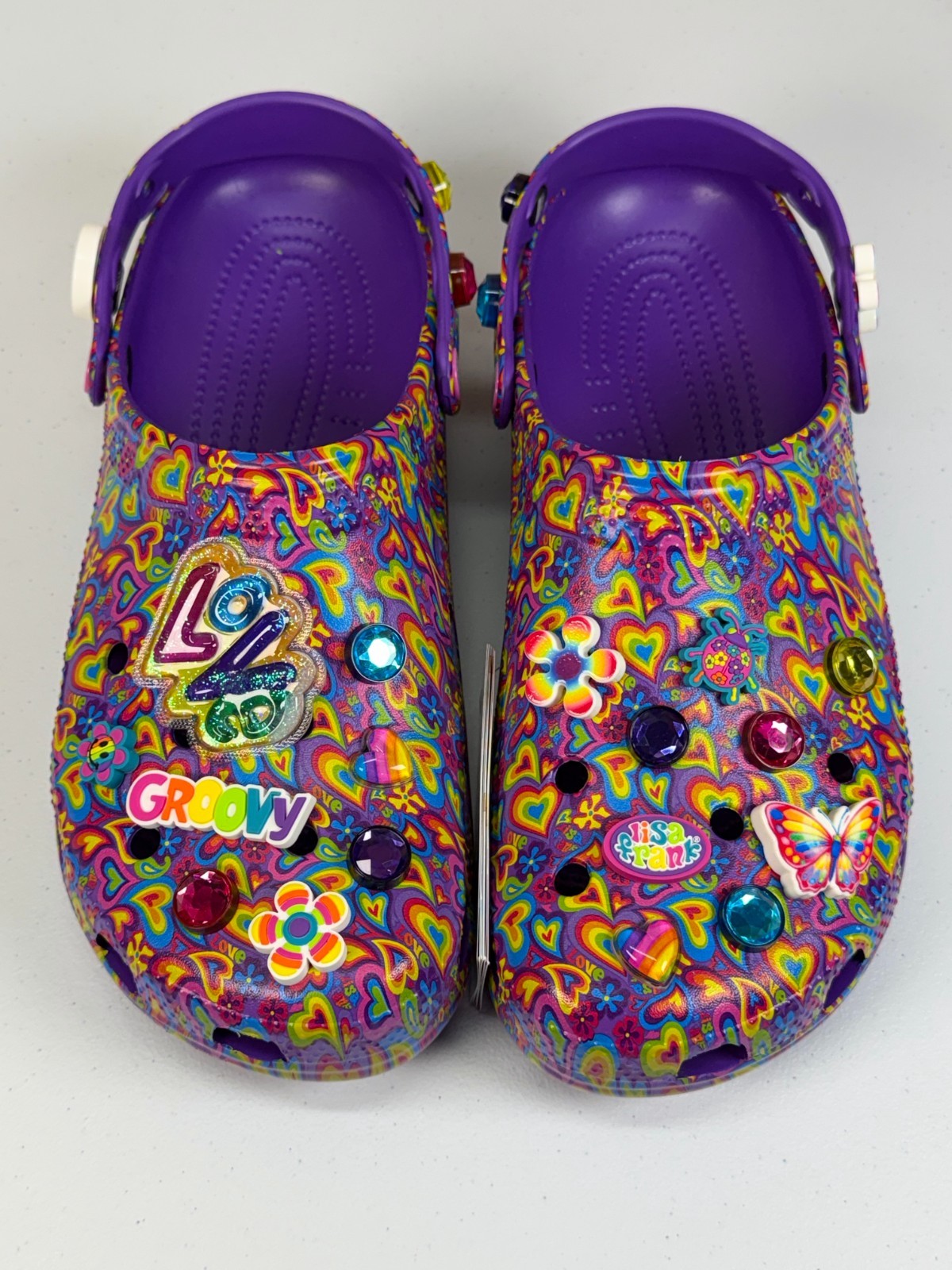 Lisa Frank Crocs Classic Clog Limited Edition Neon Purple With Jibbitz M12/W14
