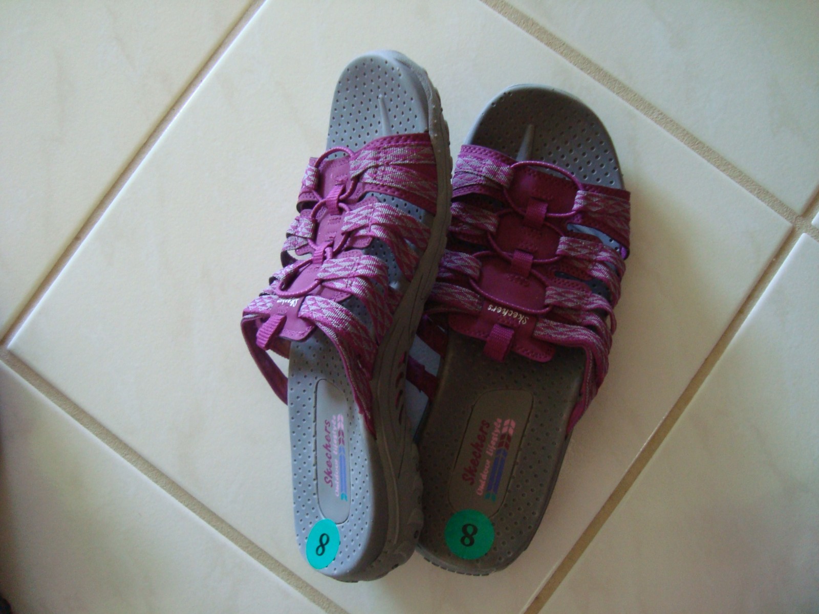 Womens SHOES SANDALS, VIOLET/GRAY – SKECHERS OUTDOOR LIFESTYLE SIZE 8