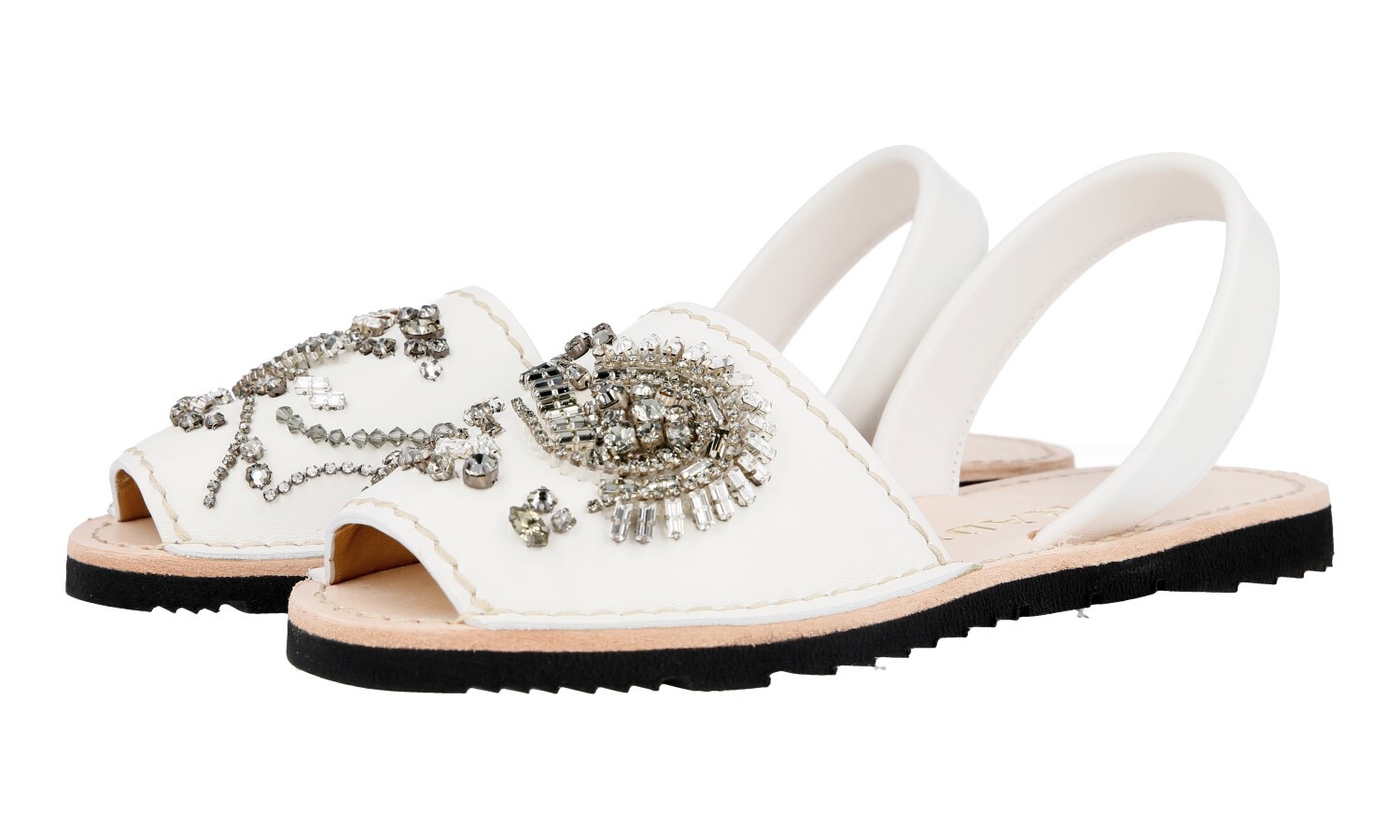 PRADA Leather Crystal Embroided Slides Mules Sandals 1X180G – US 6.5 EU 36,5