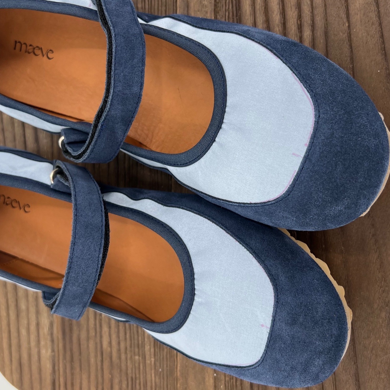 Maeve Blue Suede Satin Mary Jane Sneakers Size 41 Navy Light Blue NIB