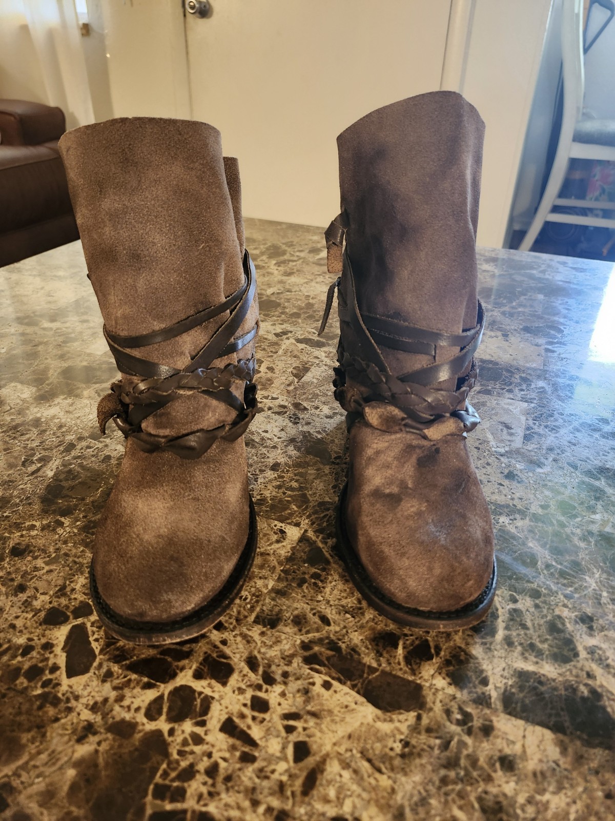 Freebird by Steven Cairo Boots Womens 9 Brownish Gray Suede Leather Boho Western