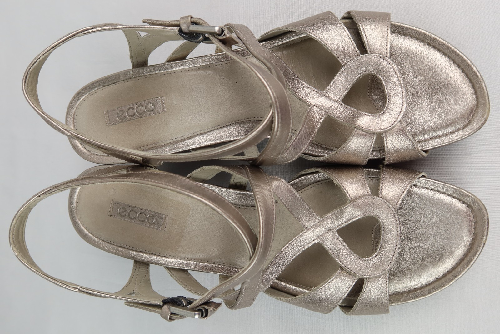 ECCO Touch 45 S Wedge Leather Sandal Platinum EU 38 / US 7