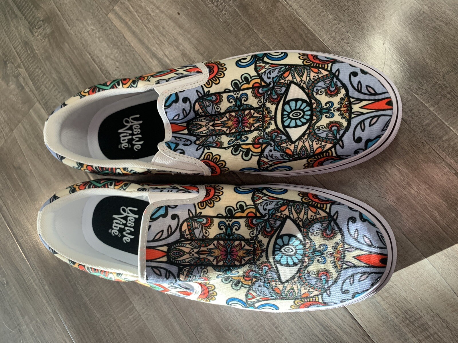 Yes We Vibe Women’s MANDALA AND HAMSA HAND Slip On Shoes 11