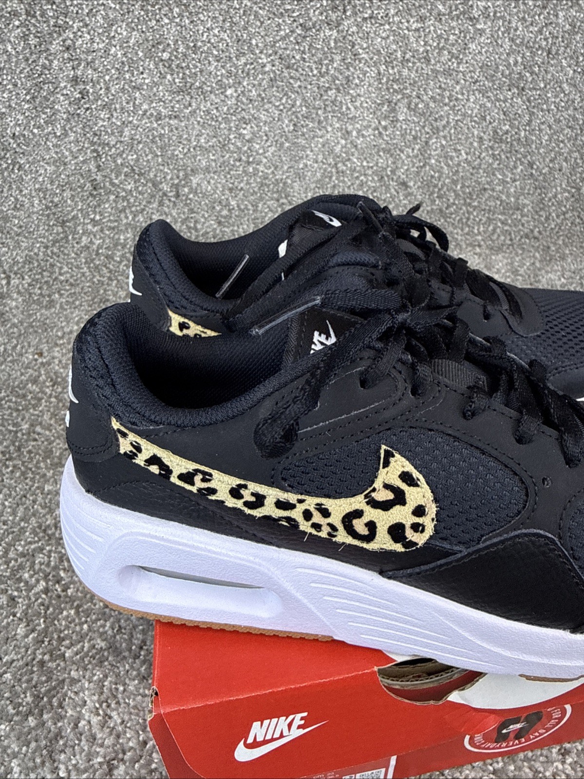 Nike Air Max SC Leopard Swoosh Women’s Black Animal Print Sneakers Sz 6 New
