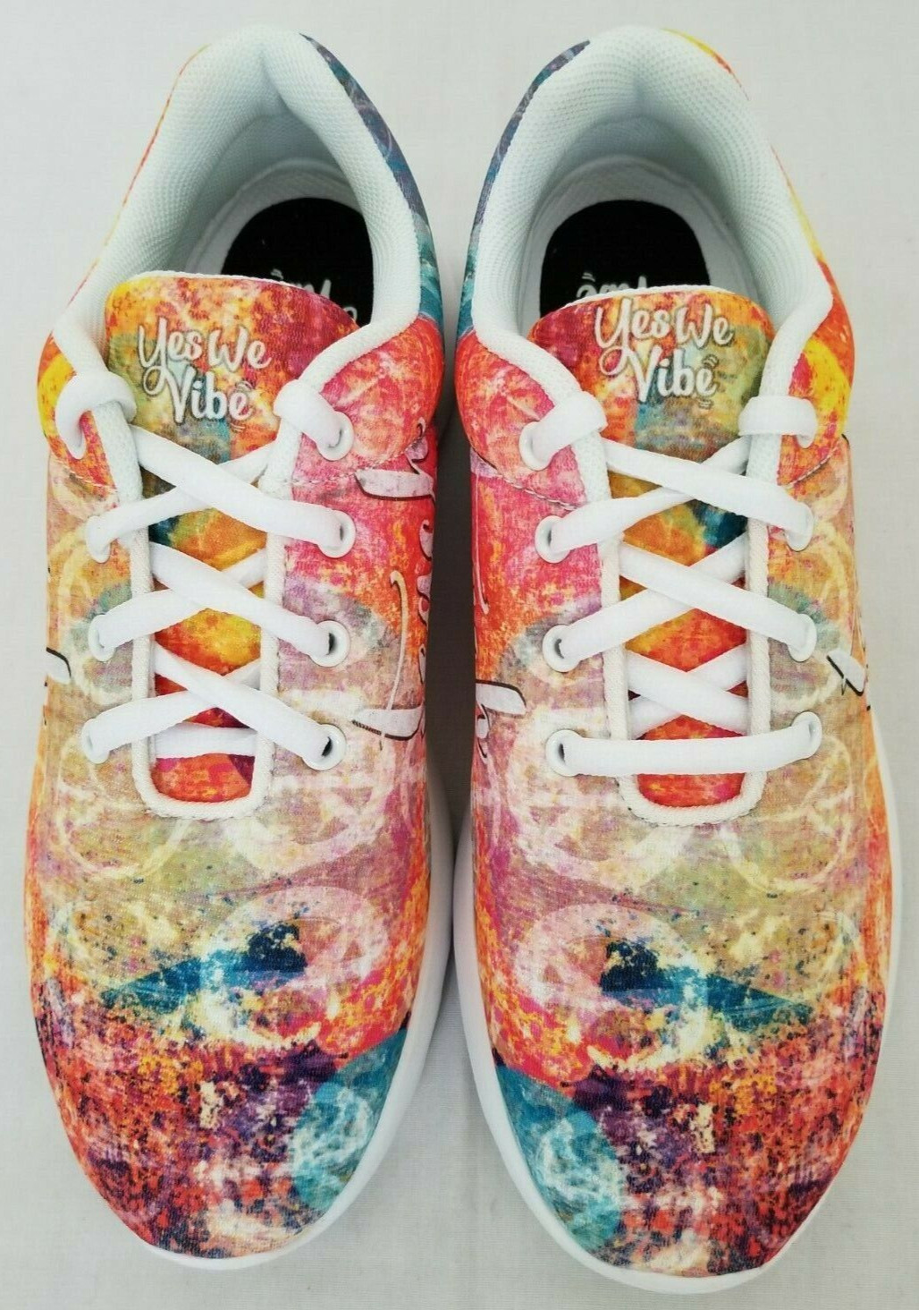 Unisex Size 6 Men/8 Women Multicolor Yes We Vibe Teach Peace Casual Sneakers