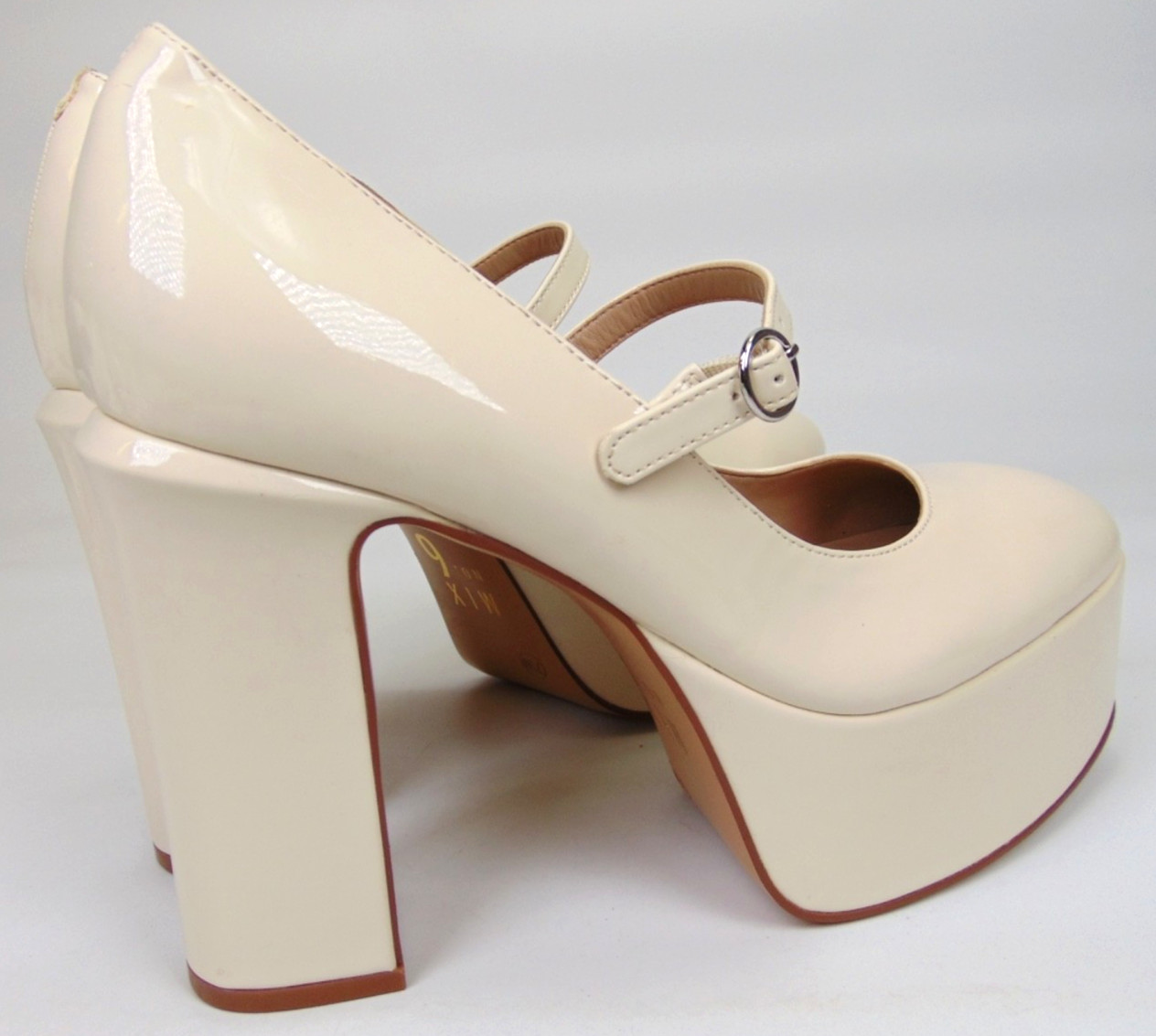 Mix No 6 Aaralyna Round Toe Buckle Platform Mary Jane Heels Women Size 7.5 Ivory