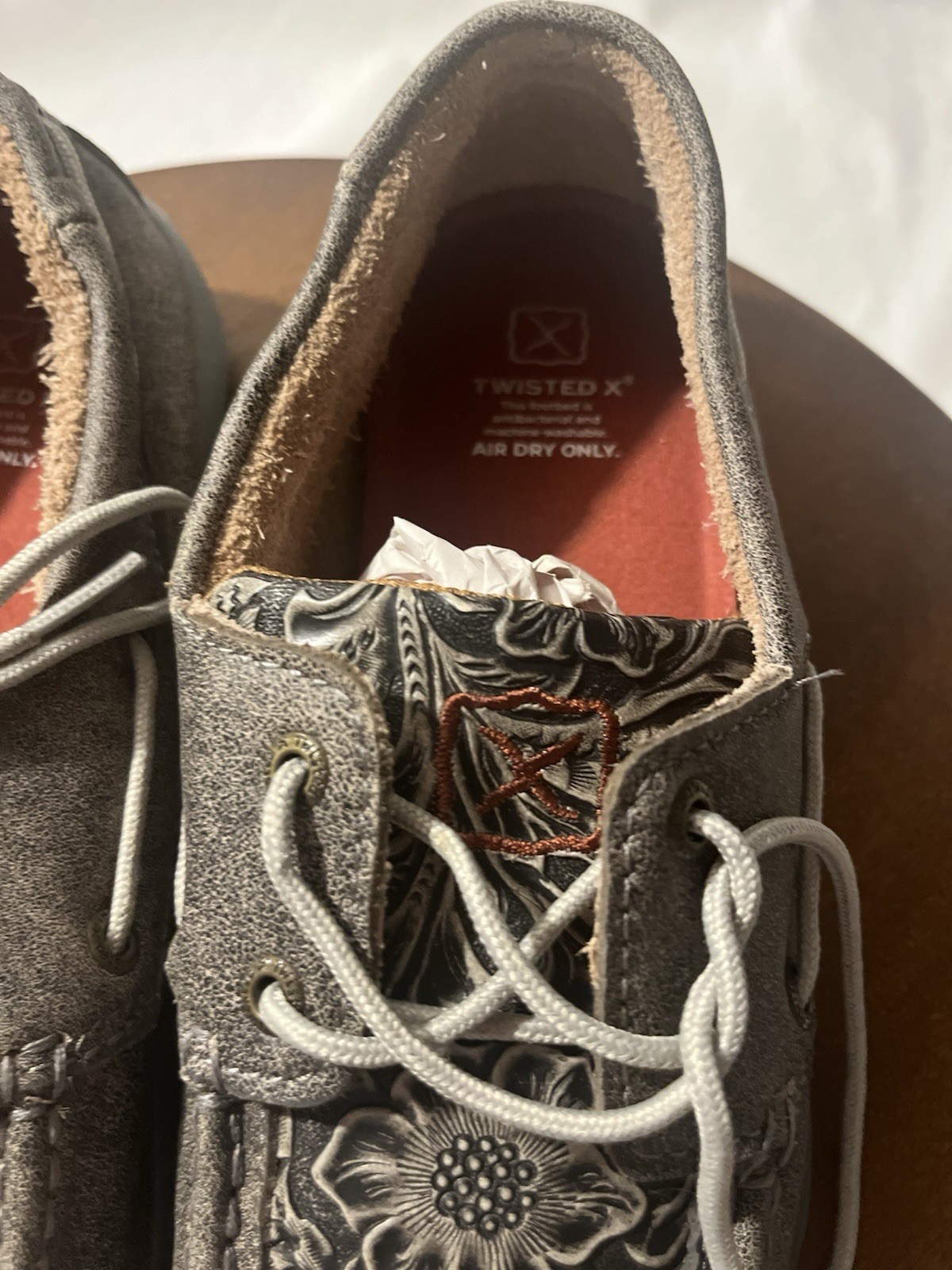 Twisted X Gray Tooled Women’s Moccasin Loafers Size 9 New