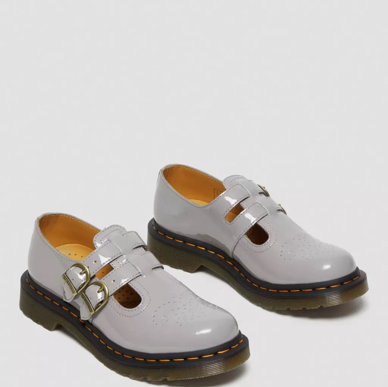 AUTHENTIC DR. MARTENS 8065 PATENT LEATHER MARY JANES GRAY VERY NICE