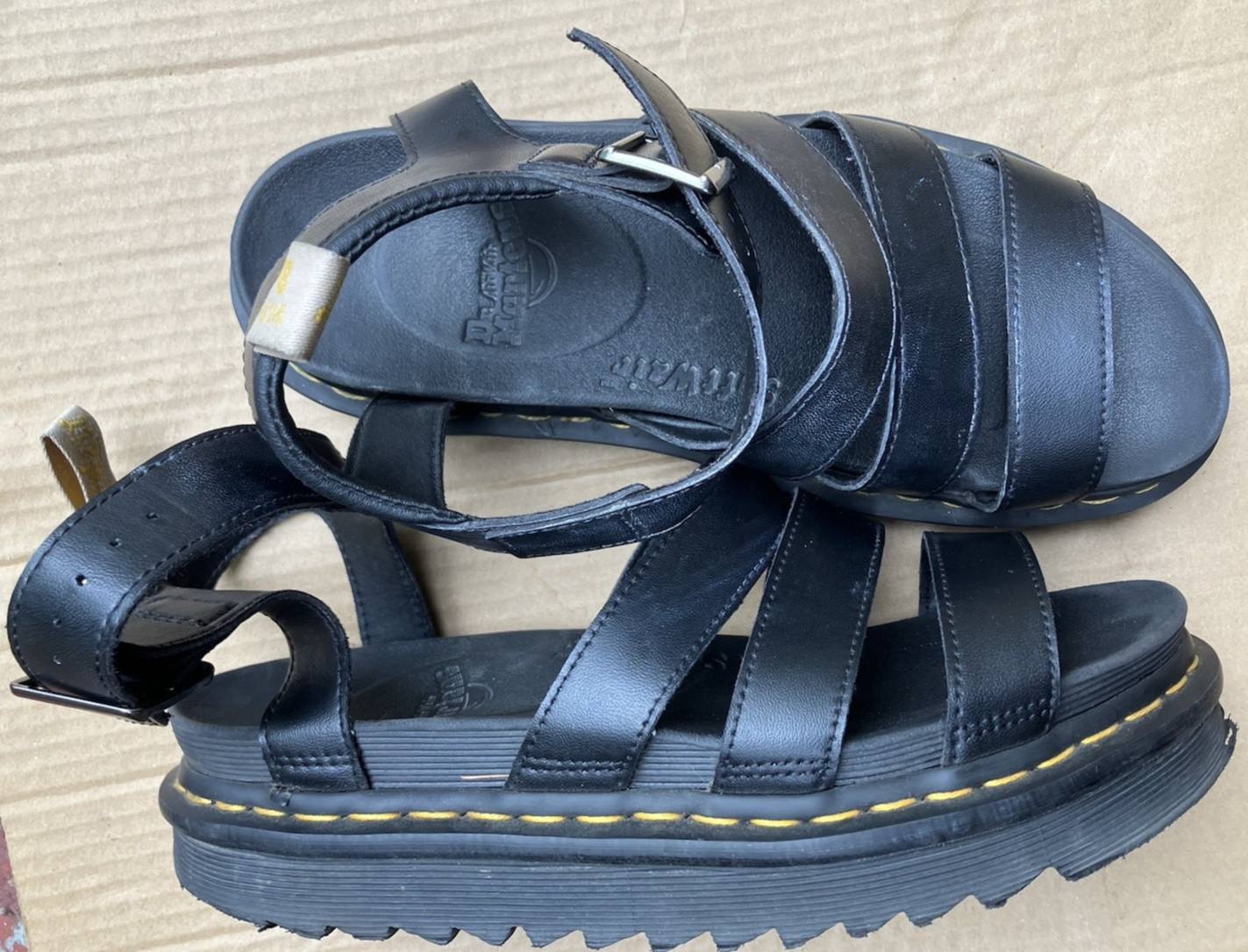 DOC MARTEN SOFT WAIR BLAIRE LEATHER FLATFORM SANDALS 9 eu 41 QUAD HYDRO