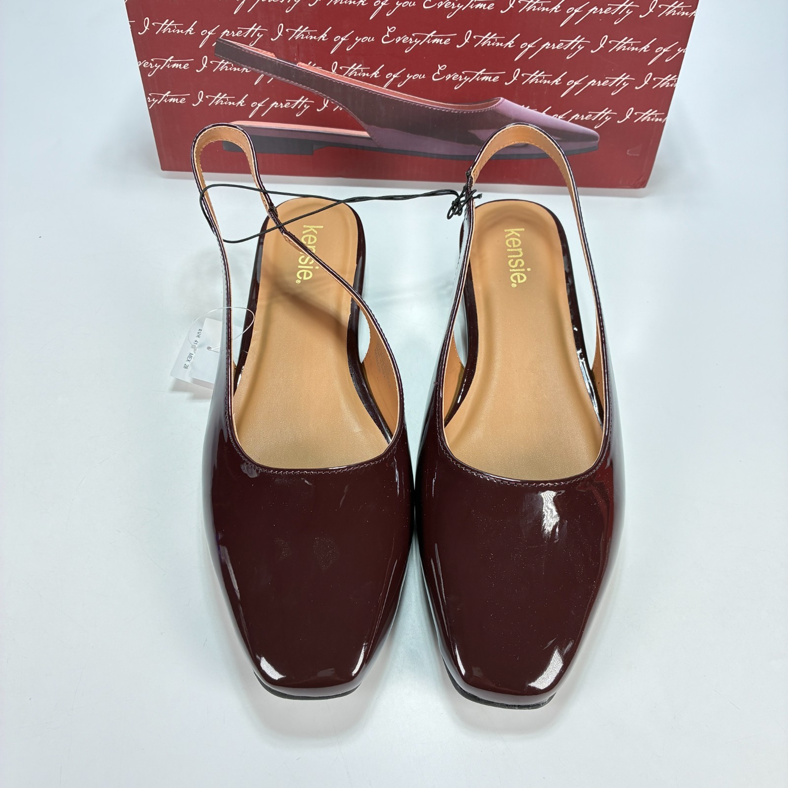 Kensie Felice Red Shiny Patent Slingback Flat Sandals KS252491 Women’s Size 11