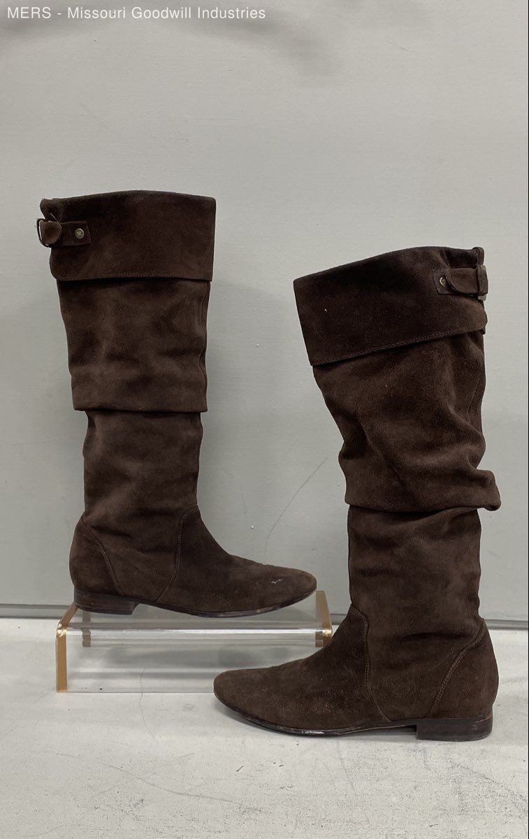 Johnston & Murphy Dark Brown Suede Slouch Tall Buckle Boots Women’s Size 8.5