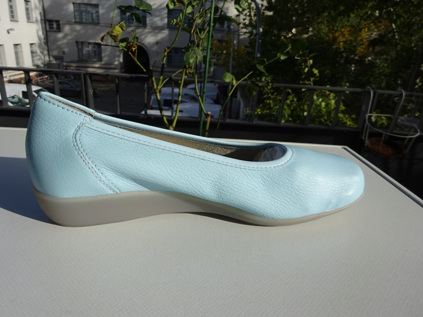 Vitaform women’s ballet flats leather deerskin rubber edge light blue Germany size 38 H New