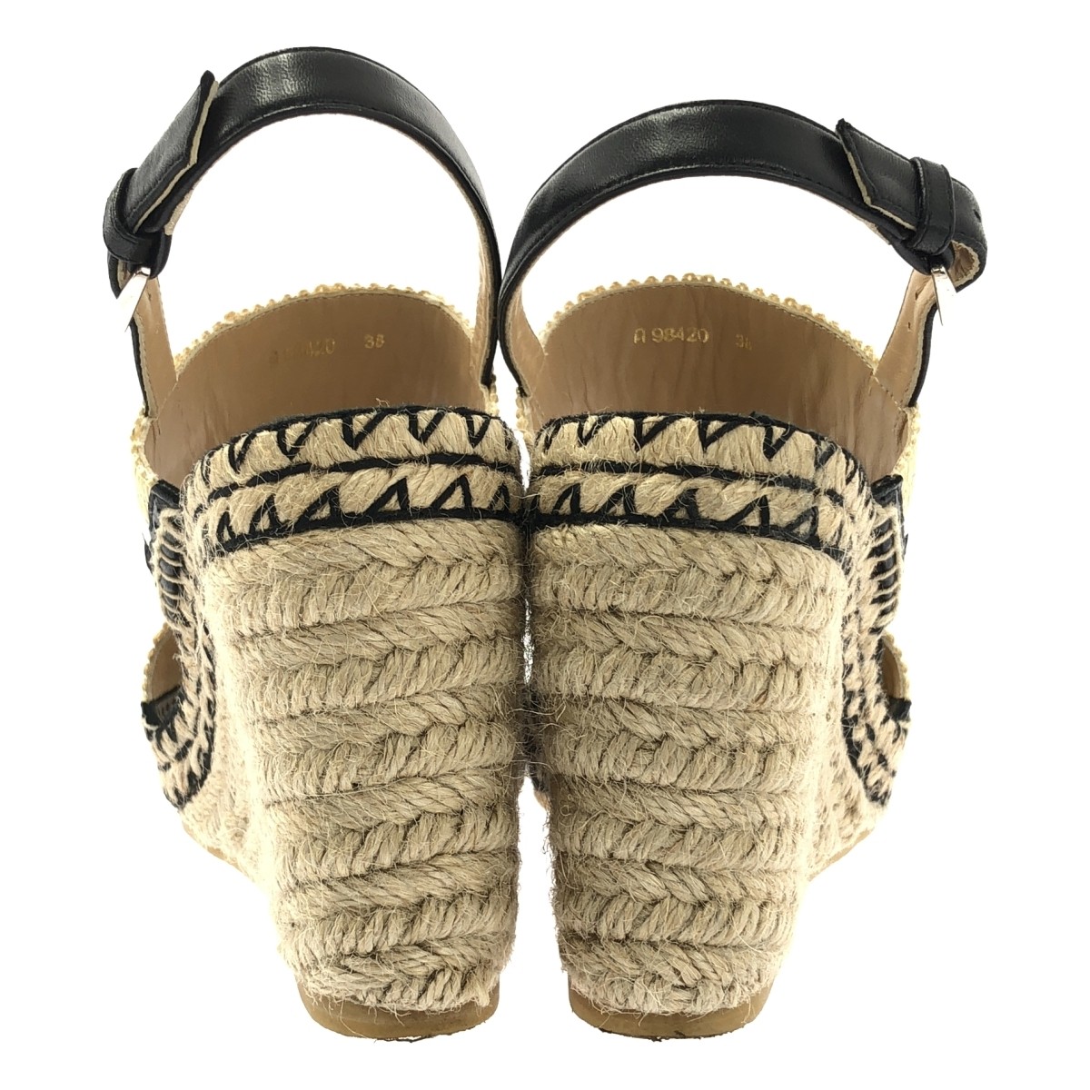 Sergio Rossi SR Rimini 085 Wedge Sole Sandals Beige Black White Women’s EU38/US8