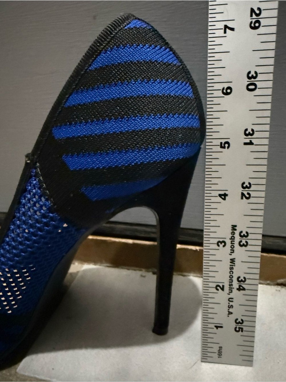 Just Fab “Milly” RoyalBlue Black Striped Mesh Pointed-Toe 5”Stiletto Pumps (9.5)