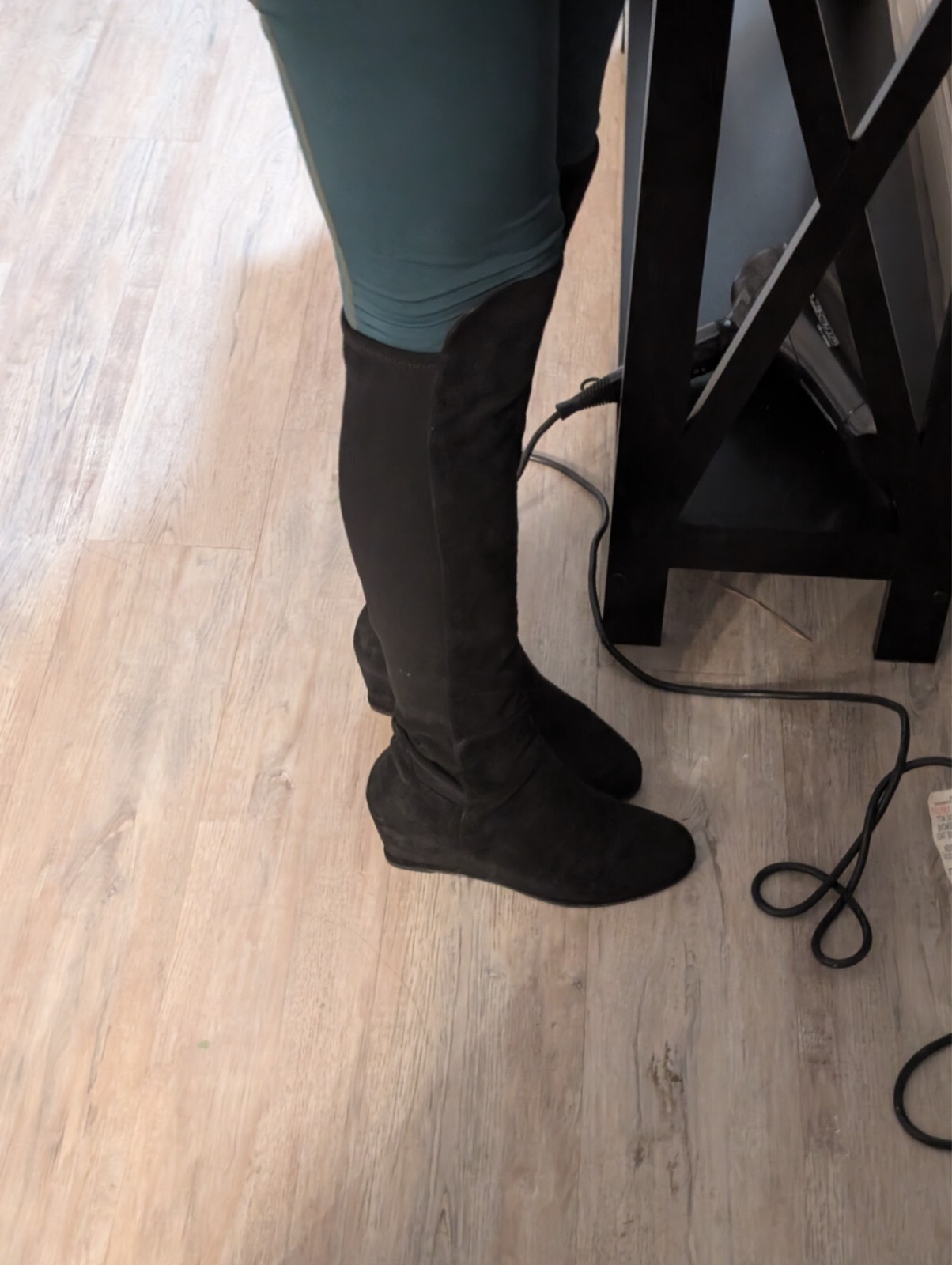 Stuart Weitzman Fitted Demiswoon Black Suede Wedge Boots Size 9M