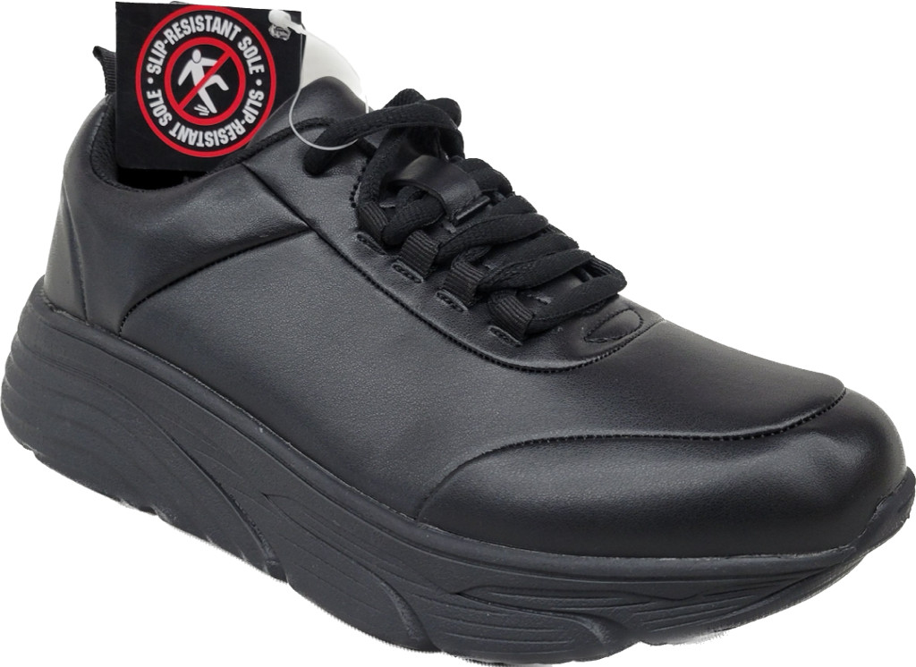 Work Slip Resistant Women Wide Shoes Black Comfort Cushioned Insole MayTall 2601