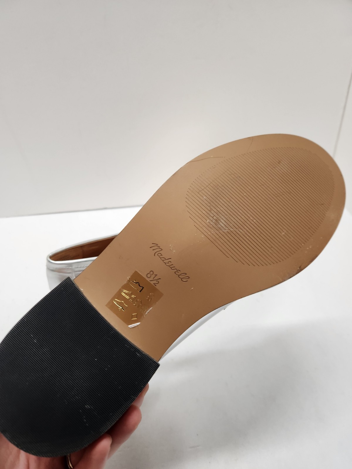 Madewell The Vernon Loafers Flats Sz 8.5 Silver Specchio Metallic Leather Slip