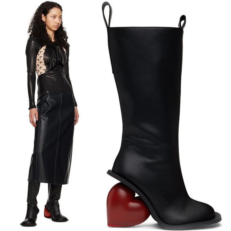 Womens Heart Heel Side Zip Party Round Toe Mid Calf Boots Shoes Vintage Clubwear