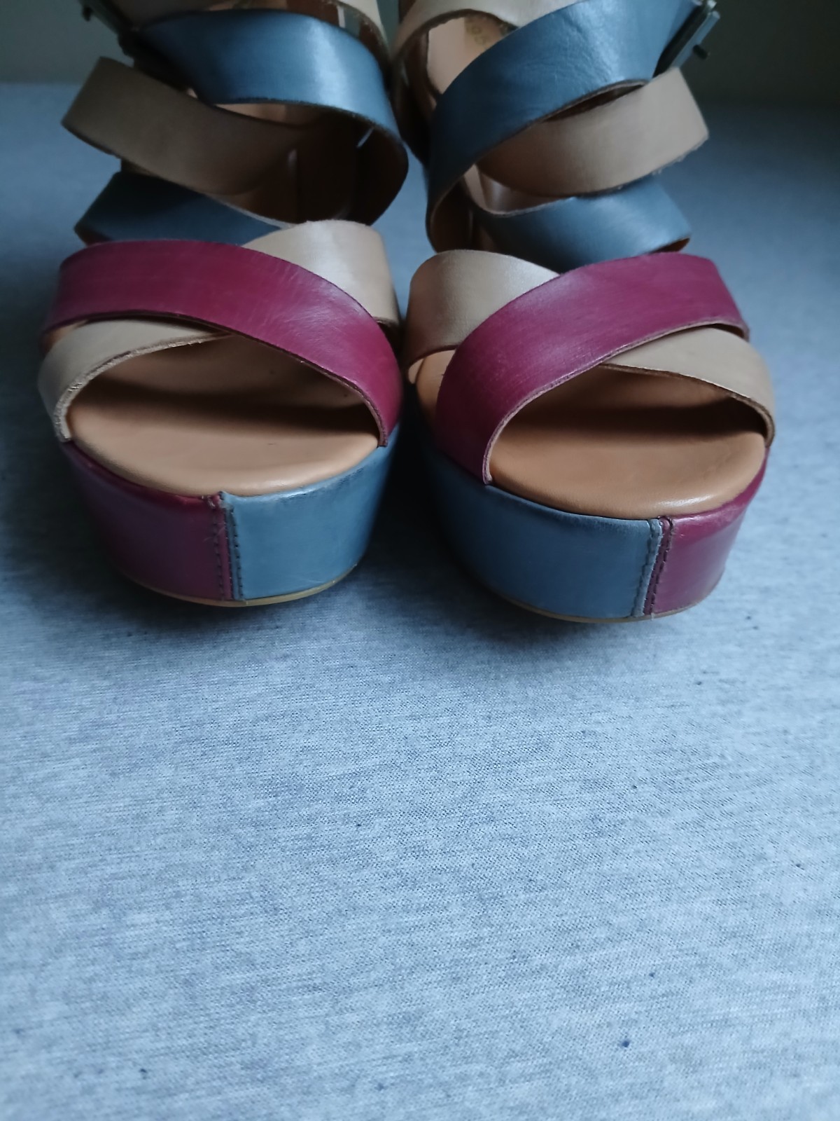 Kork Ease Sandals 7.5 Tall Wedge Colorful Bohemian Boho Beach Leather Comfort