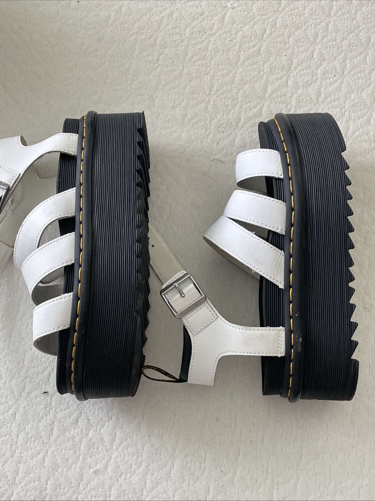 Dr Martens Blaire Quad White Hydro Leather Platform Sandals Strappy Women US 7