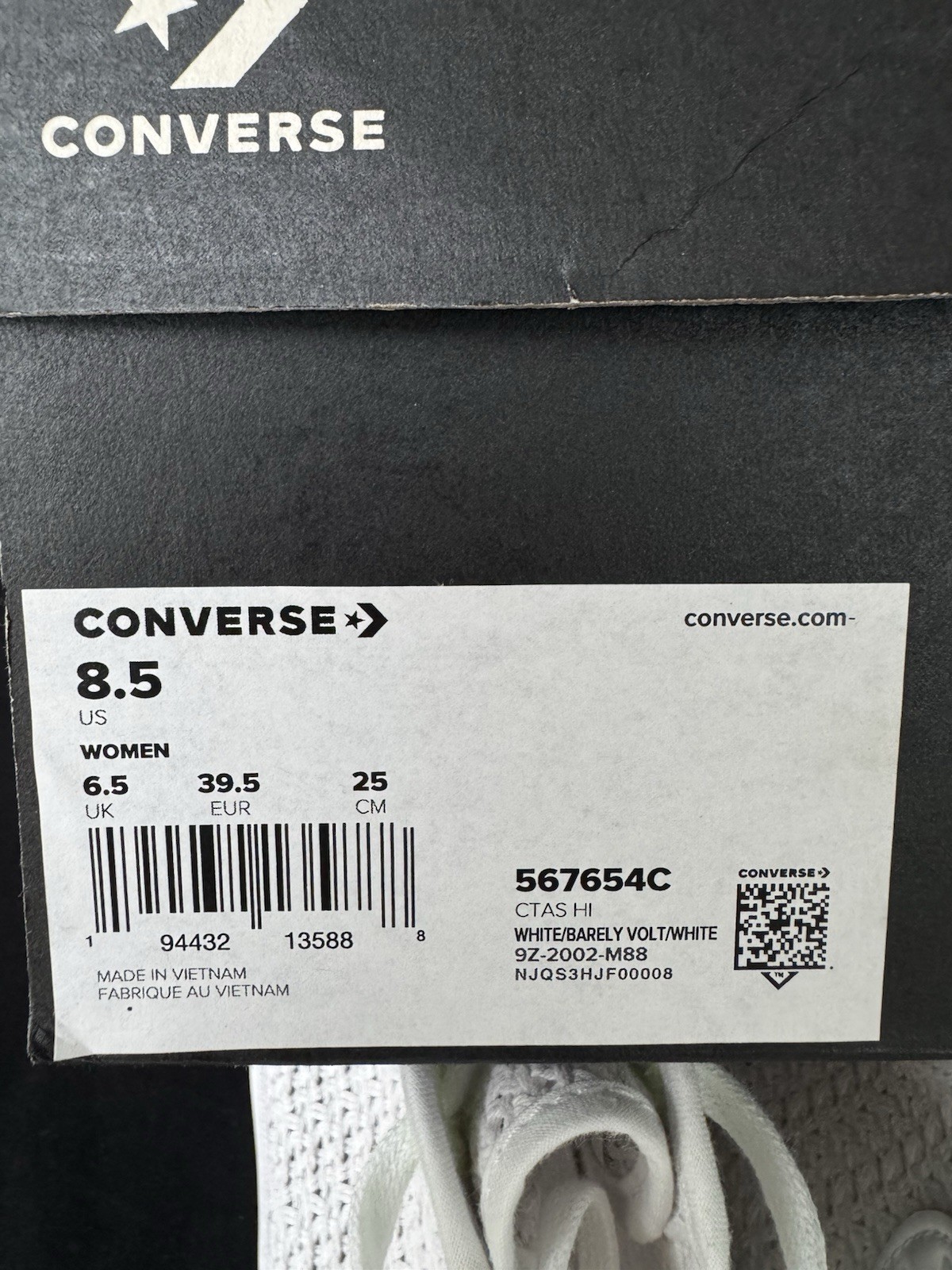 Converse Chuck Taylor All Star High Top Knit Sneakers White 8.5 NEW
