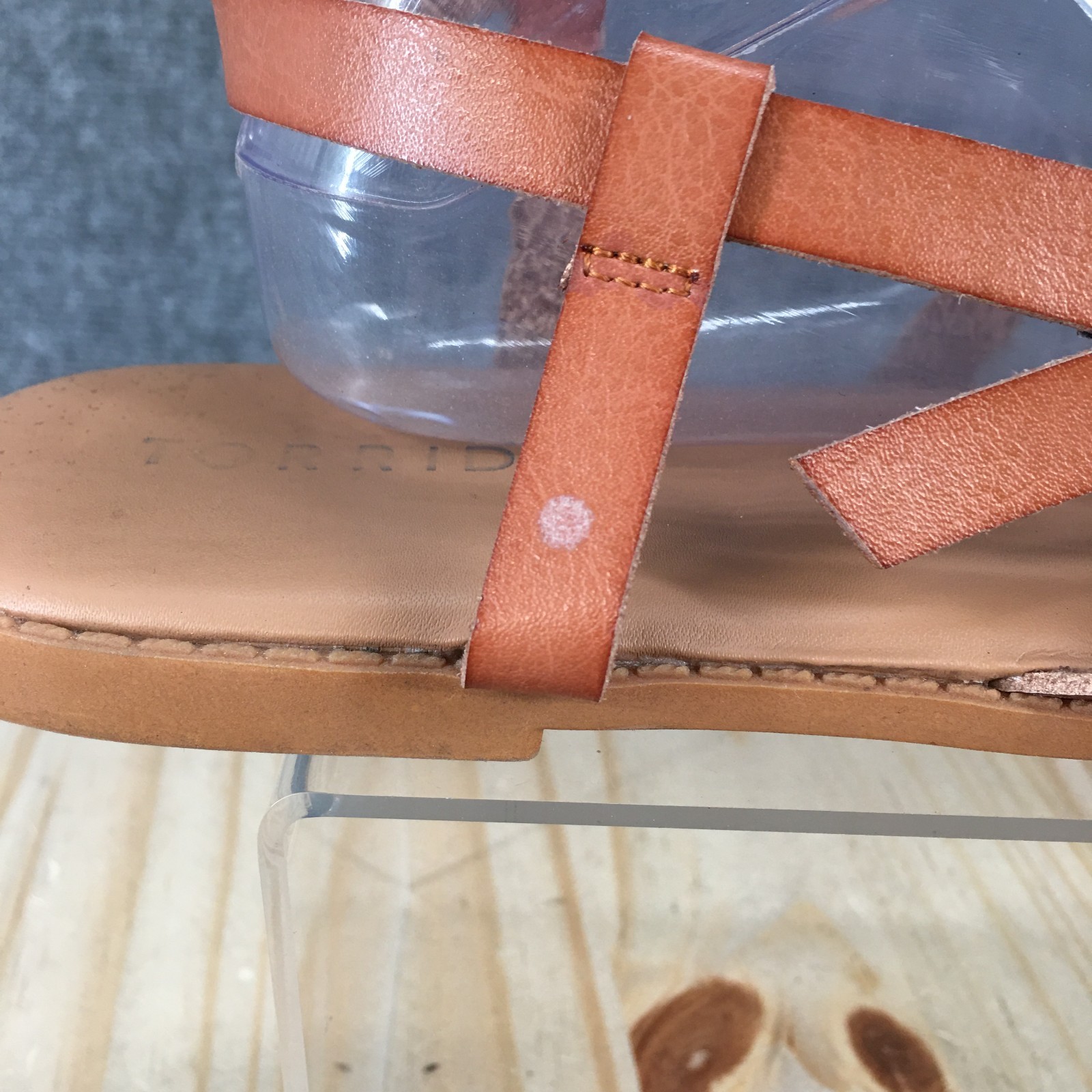 Torrid Sandals Womens 9.5 WW Casual Strappy Slingback Flats Brown Faux Leather