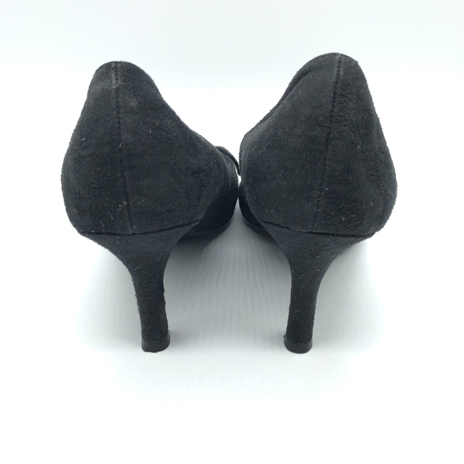 Isaac Mizrahi for Target Gabi Heels Peep Toe Bow Faux Suede Slip On Black Size 9