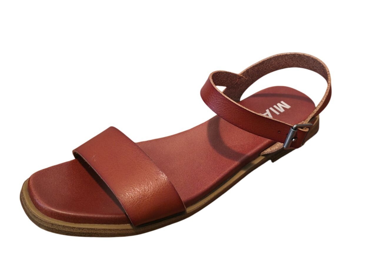 MIA KARINA Cognac Vegan Leather Strappy Flat Open-Toe Minimalist Sandals Size 8