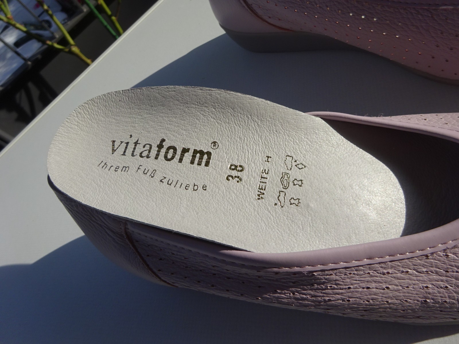 Vitaform women’s ballet flats leather deerskin rubber edge pink Germany size 38 H New