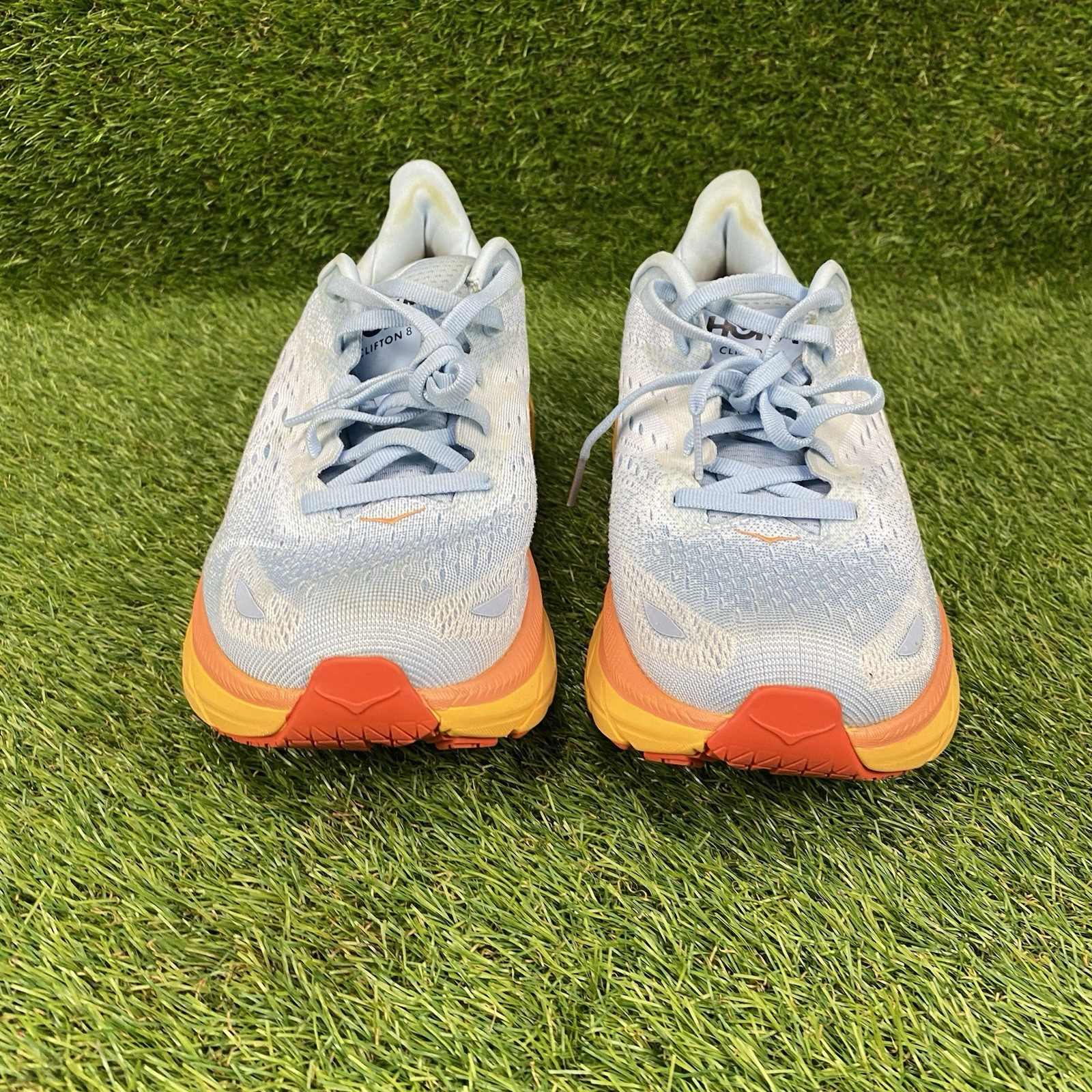 Hoka One One Clifton 8 Women’s Running Shoes Size 9.5 D Summer Song Blue/Orange
