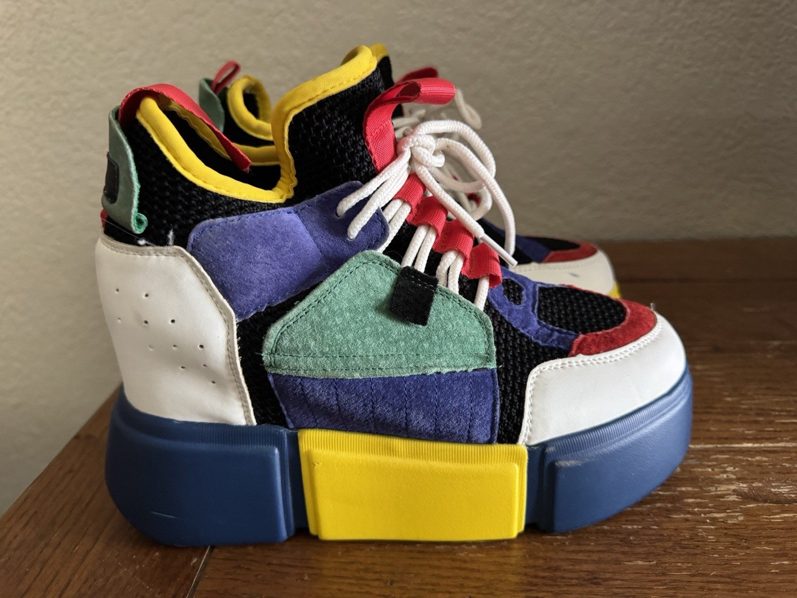 Anthony Wang W Sz.6-6.5 Platform Colorblock Artsy Streetwear Patchwork Sneaker