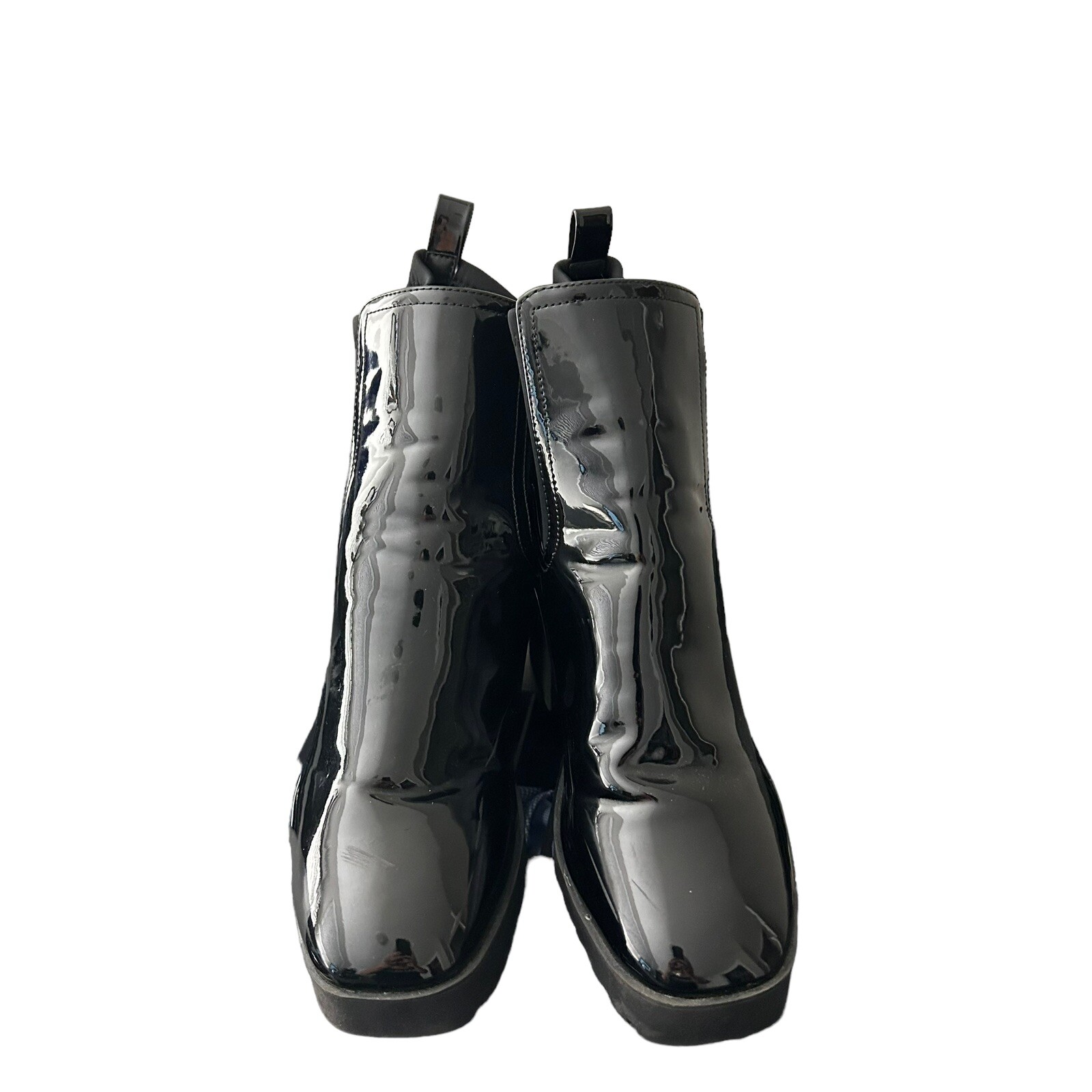 ALDO Women’s Platform Black Pull-Tab Bigmood Leather Chelsea Boots Size 11
