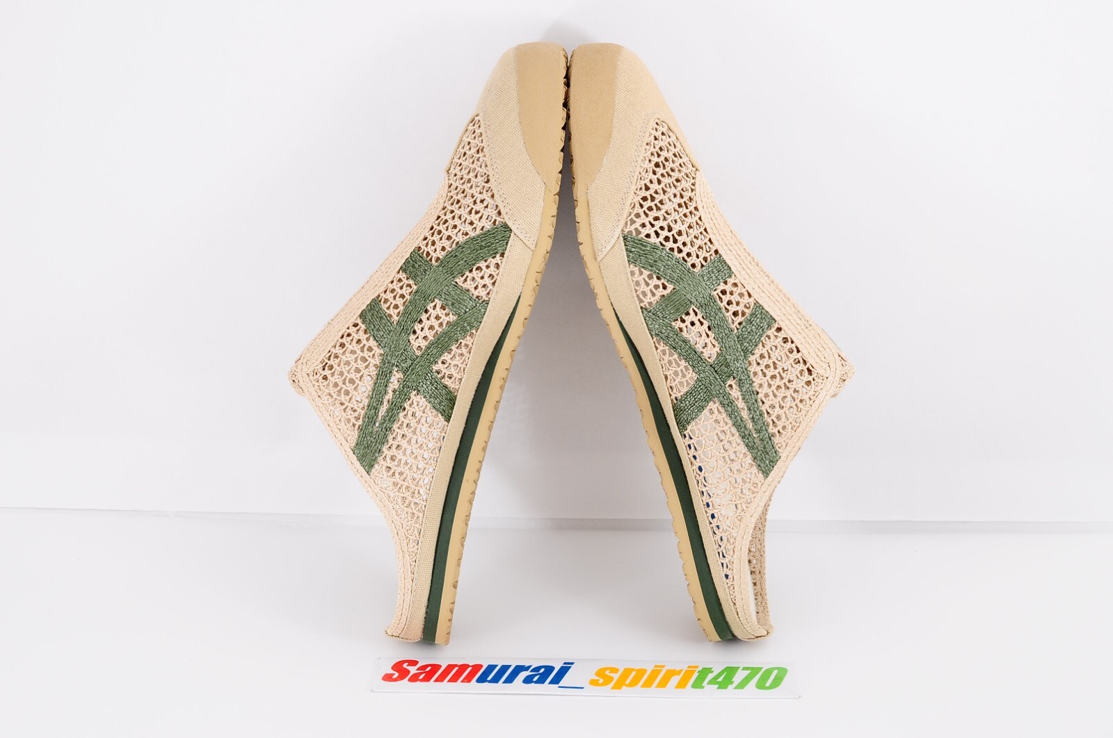 Onitsuka Tiger MEXICO 66 SABOT 1183C123 BEIGE/GREEN US Women size 6.5 EU37.5 UK4