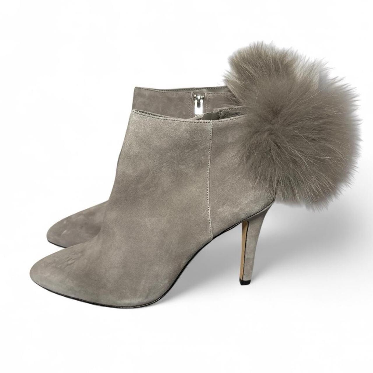 Antonio Melani Leather Fox Fur Pom Pom Heel