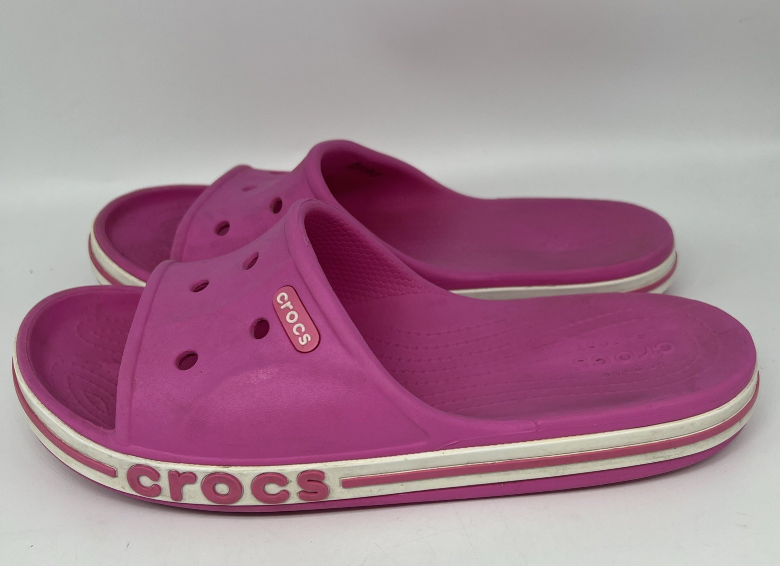 Crocs Adult Pink Unisex Bayaband Slide Size Women’s 8 Mens 6 gently used