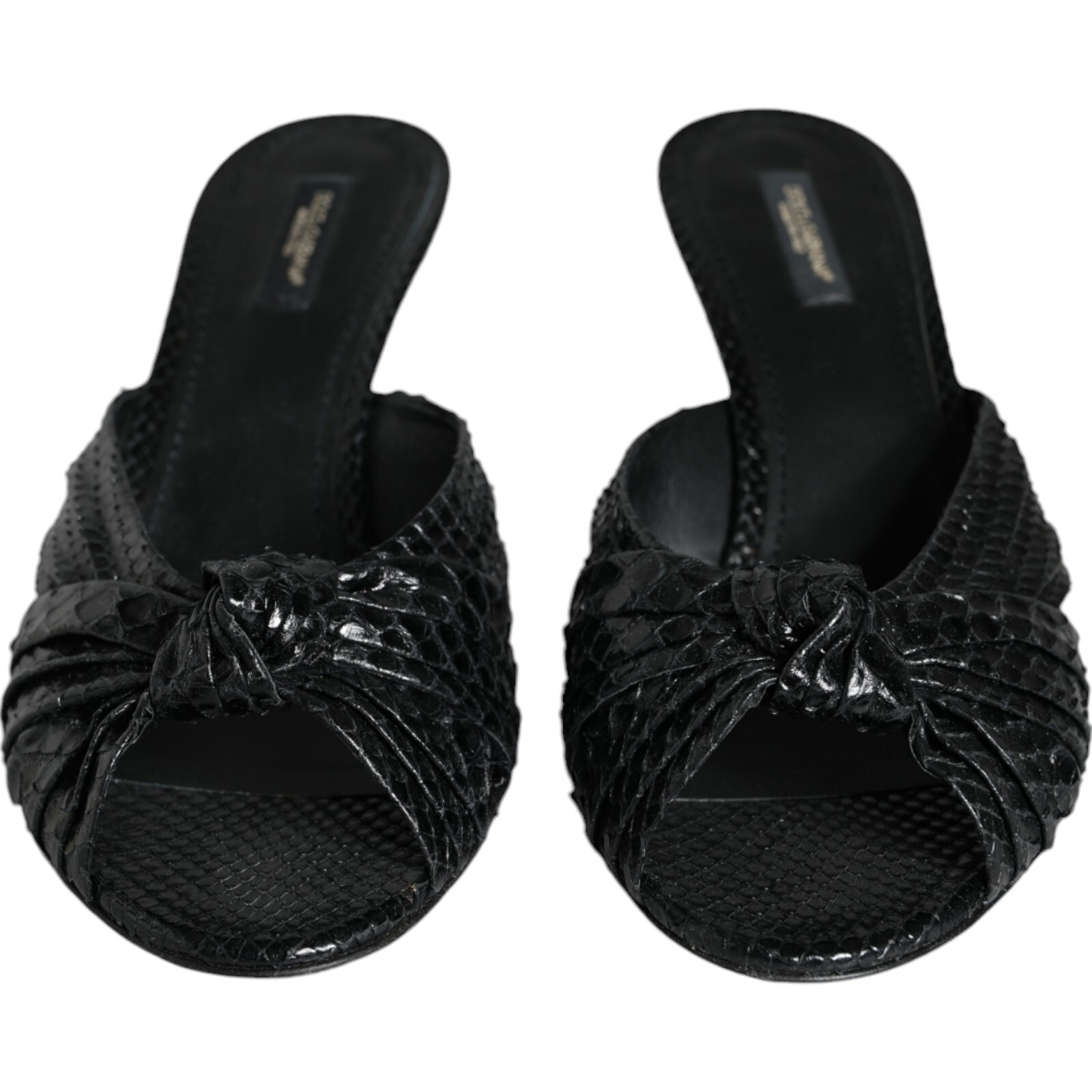 DOLCE & GABBANA Shoes Black Leather Heels Slides Sandals EU38.5 / US8 1200usd