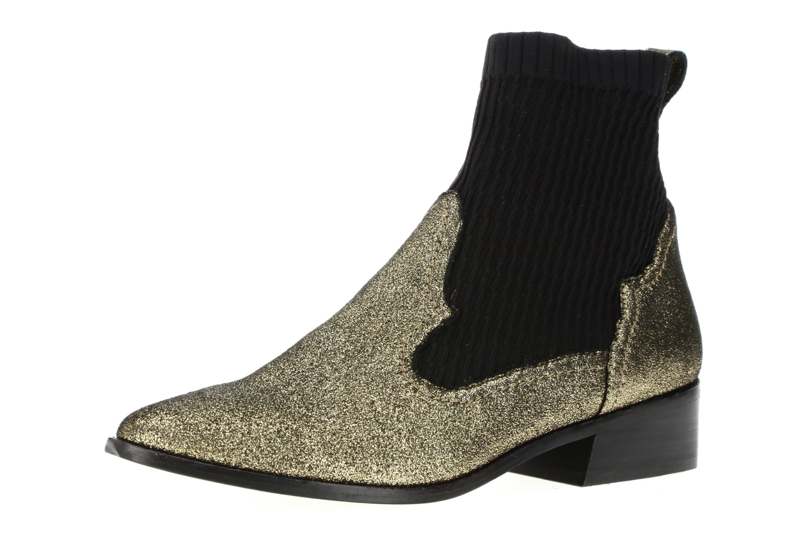cecilia NY 250214 Womens Thomas Leather Bootie Gold/Black Size 8 Medium
