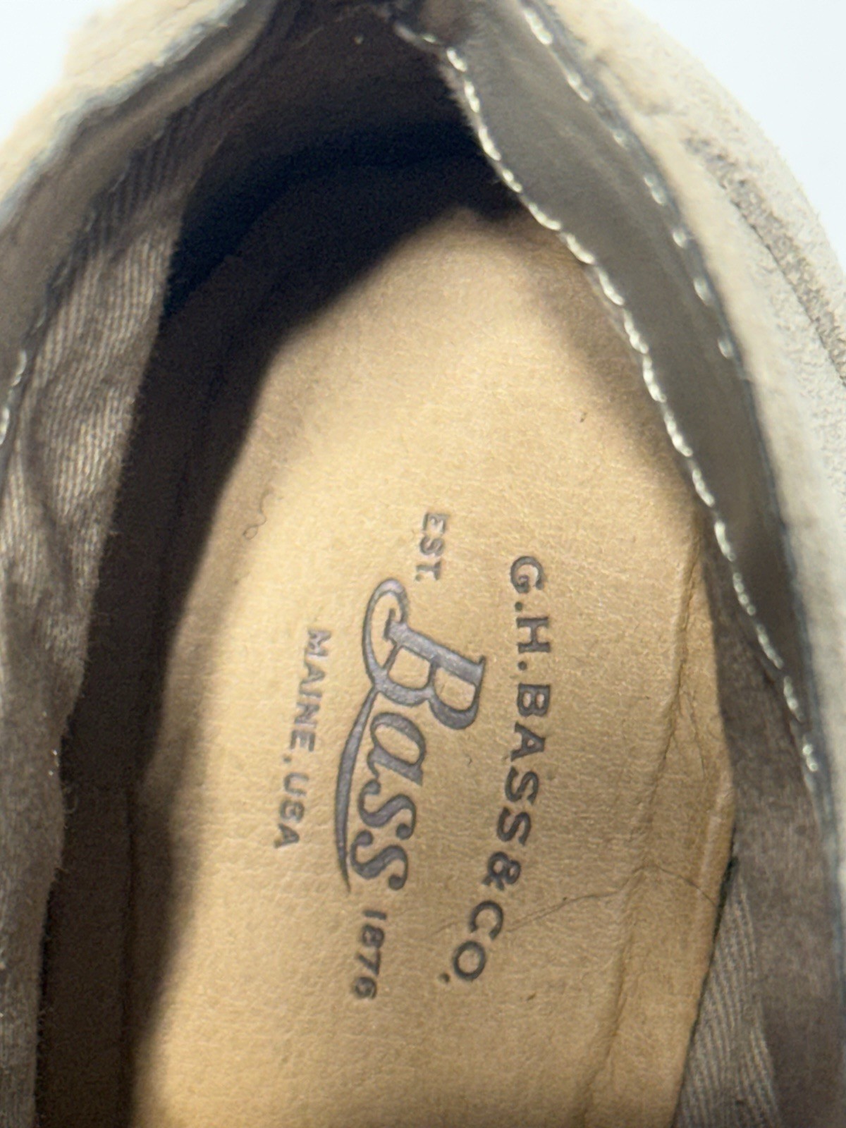 G.H. Bass & Co. BASS-CAMILLA Beige Leather Lace-Up Wedge Ankle Bootie 6.5M