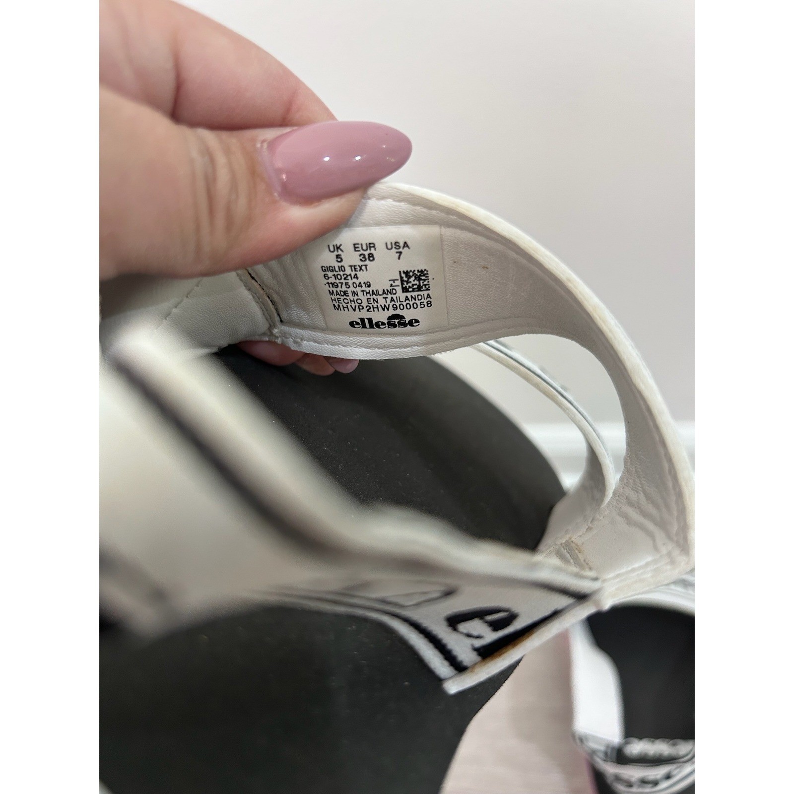 Ellesse Womens Platform Sandals Black White Pink Logo Strappy Sz 7 Retro 90s Y2K